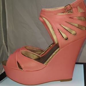 Pink wedge sandals size 9